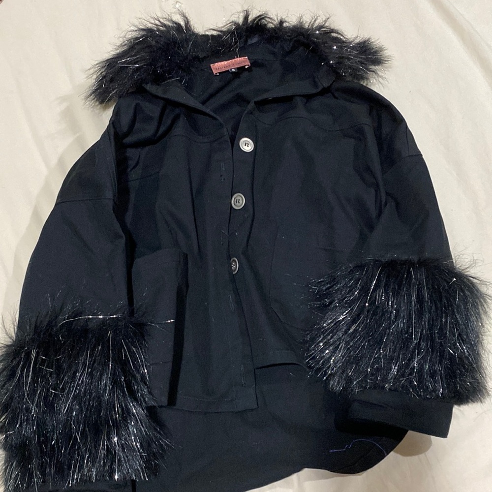 Sparkly faux fur jacket